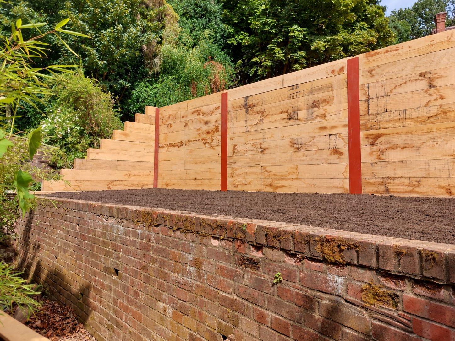 Steel RSJ sleeper retaining wall in Haslemere