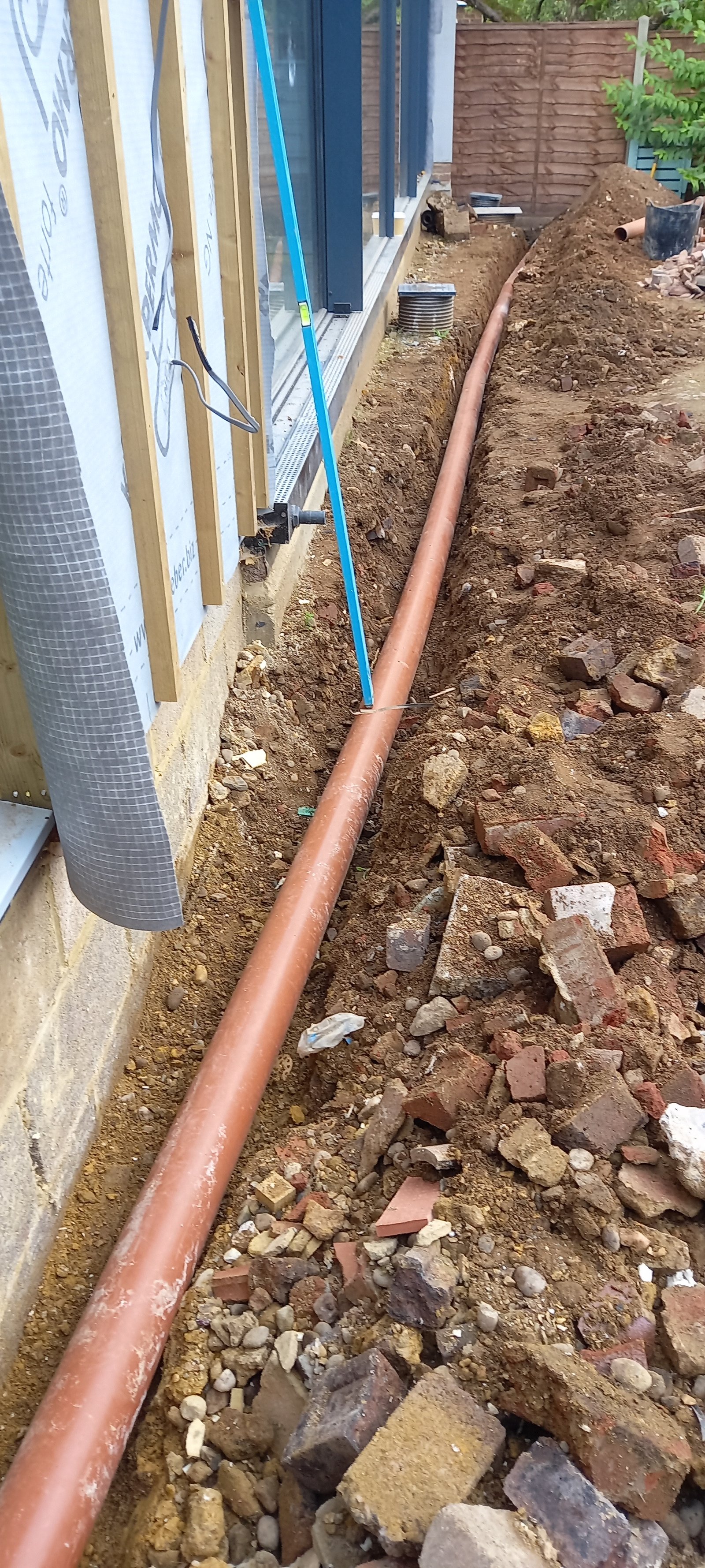 Underground service trench and drainage groundworks