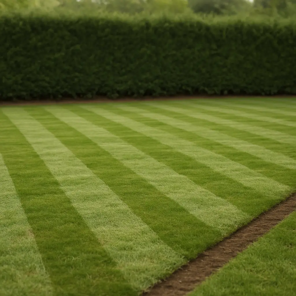 New hedge and lawn in a family garden